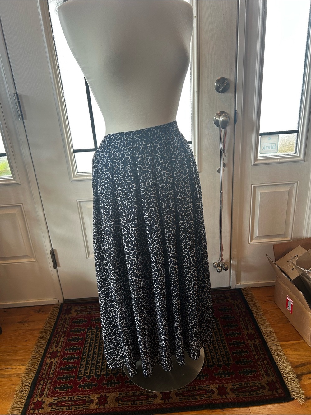 Who What Wear Black and White Printed Maxi Skirt